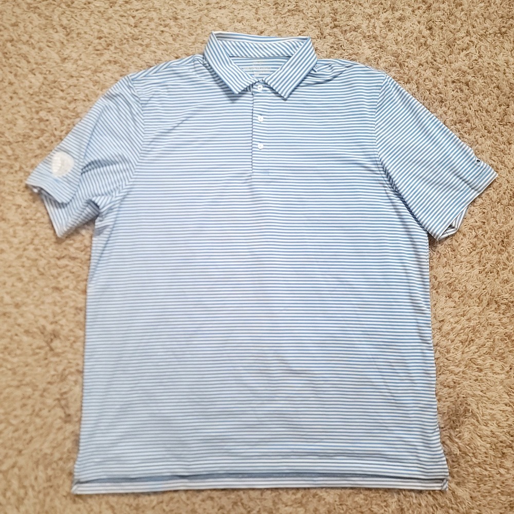 Vineyard‎ Vines Polo Shirt Mens 2XL Blue Striped Sporting KC Performance Golf - Picture 2 of 7